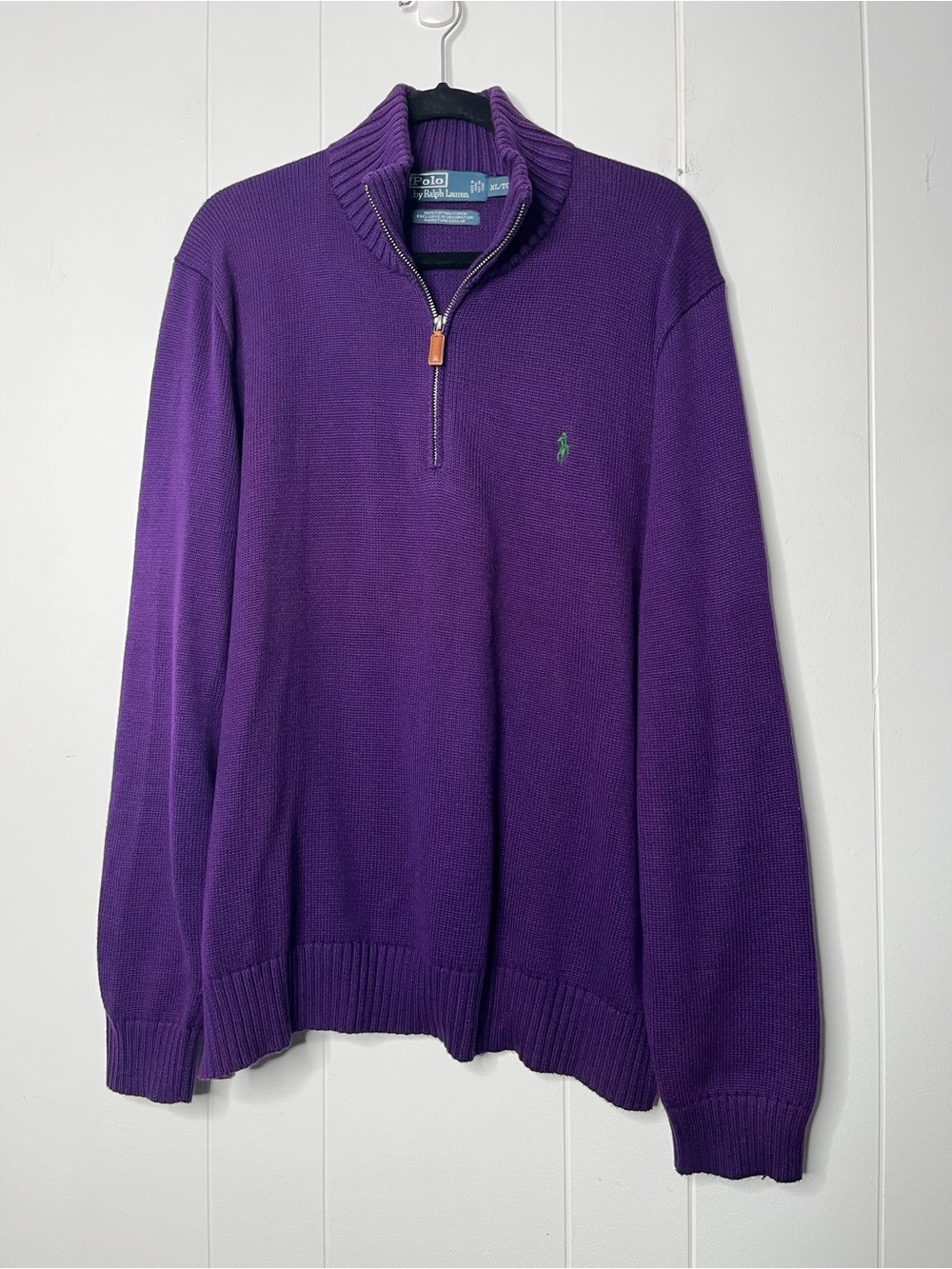 Polo Ralph Lauren 100% Cotton Purple Half-Zip Knit Sweater